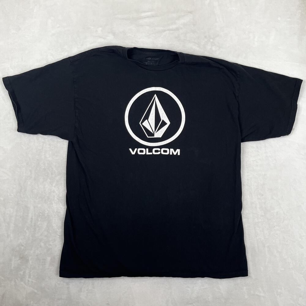 Volcom T-Shirt Mens 2XL Black Stone Logo Skateboard Graphic Tee Surf Y2K Retro